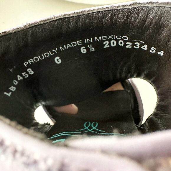 Lane Robin Mule Womens Purple Short Cowboy Boots 6.5 Western Mule Floral Leather - Picture 11 of 13